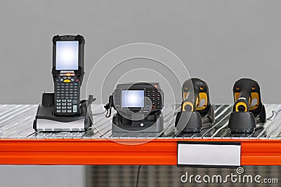 Handheld barcode scanner Stock Photo