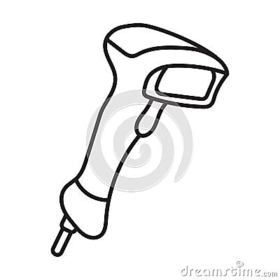 Handheld barcode scanner line art icon for apps and websites Vector Illustration