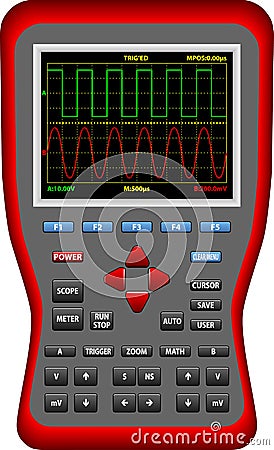 Handheld Digital Big Screen Oscilloscopes Vector Illustration