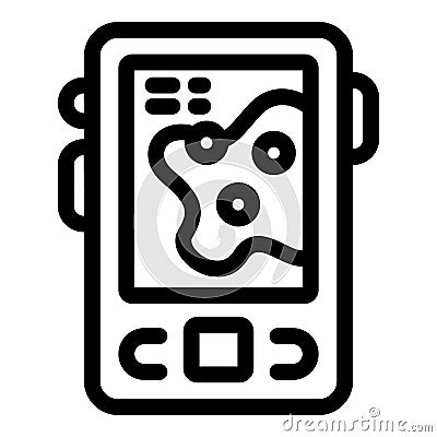 Handheld gps device displaying topographic map with waypoints for outdoor navigation Vector Illustration