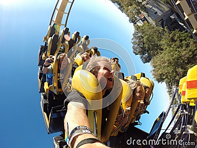 Handheld roller coaster ride with friends Editorial Stock Photo