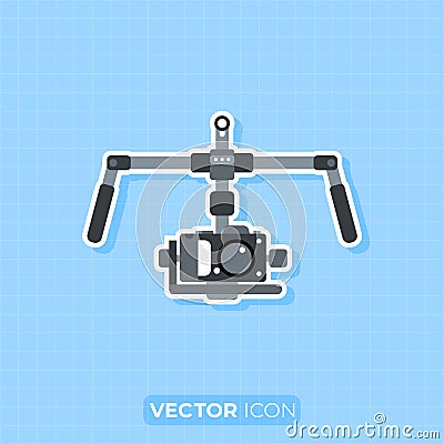 Handheld Steadicam Camera Stabilizer icon,Flat design element Vector Illustration