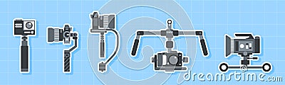 Handheld Steadicam Camera Stabilizer Icon set,Flat design element Vector Illustration