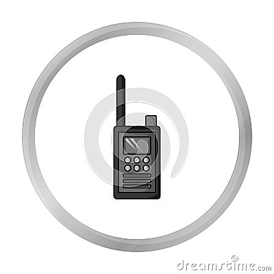 Handheld transceiver icon in monochrome style isolated on white background. Museum symbol stock vector illustration. Vector Illustration