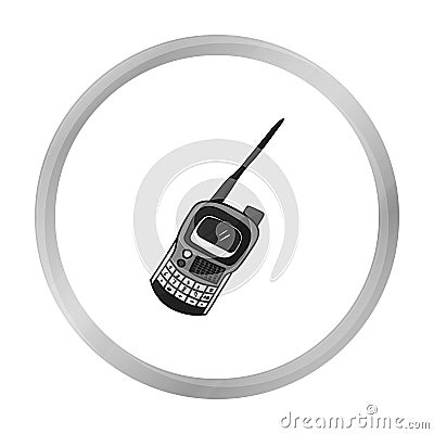 Handheld transceiver icon in outline style isolated on white background. Paintball symbol stock vector illustration. Vector Illustration