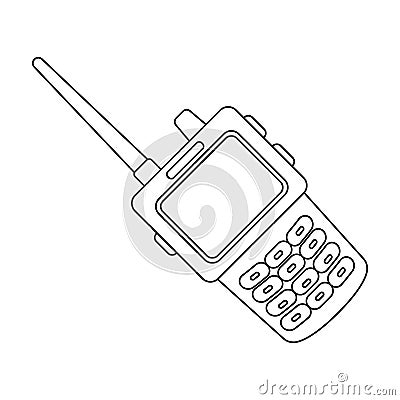 Handheld transceiver icon in outline style on white background. Police symbol stock vector illustration. Vector Illustration