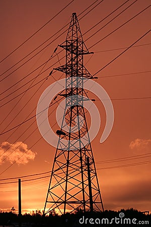Handhold to lines of the electric transmissions Stock Photo