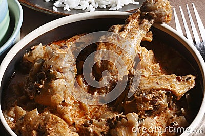 Handi Murg curry with rice from India Stock Photo