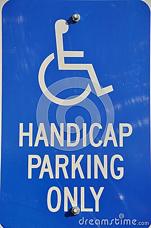 Handicap parking only sign Stock Photo