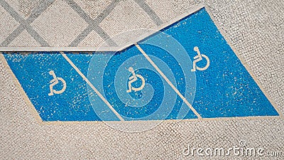 Handicap symbol on parking space. Disability car parking sign. Handicapped parking area Stock Photo