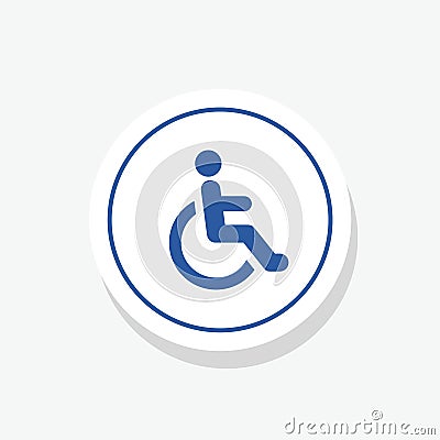 Handicap wheelchair symbol sticker icon Vector Illustration