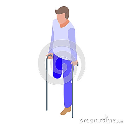 Handicapped man amputated leg icon, isometric style Vector Illustration