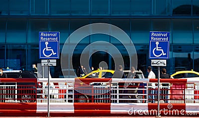 Handicapped Parking Area - Bucharest Henri Coanda International Airport, Otopeni, Romania Editorial Stock Photo