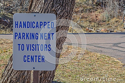 Handicapped Parking Sign. Payson, Tonto National Forest, Gila County, Arizona USA Stock Photo