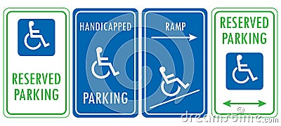 Handicapped reserved parking signs Vector Illustration