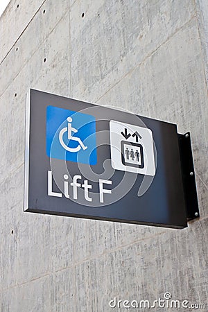 Handicapped wheelchair access logo sign. Stock Photo