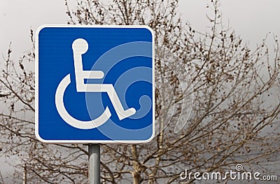 Handiccaped reserved parking lot sign Stock Photo