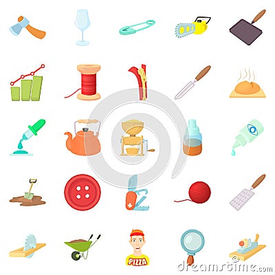 Handicraft icons set, cartoon style Vector Illustration