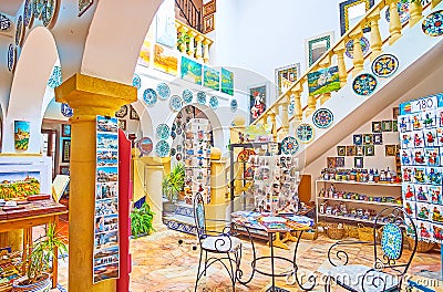 In handicraft store of Arcos, Spain Editorial Stock Photo