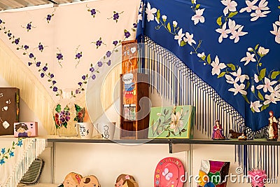 Handicraft store with Spanish souvenir Editorial Stock Photo