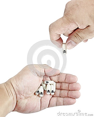 Handing out poision. Stock Photo