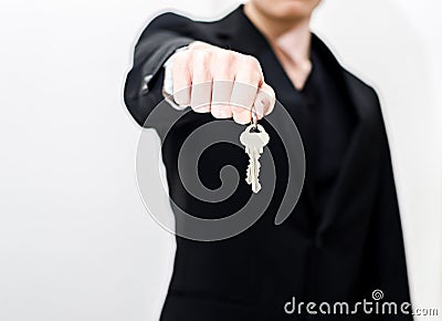 Handing over keys Stock Photo