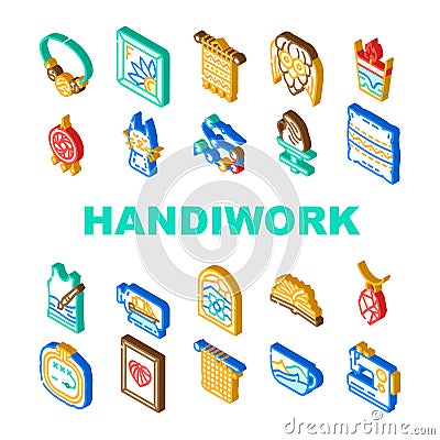 Handiwork Craft Hobby Occupation Icons Set Vector Vector Illustration