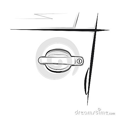 Handle of car door on a white background. Vector Illustration