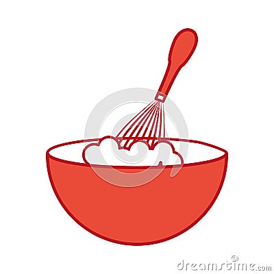 Handle mixer with dish Vector Illustration