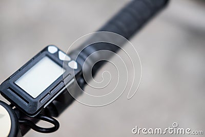 The handlebar of the electric scooter with a display Stock Photo