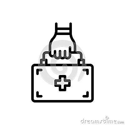 Black line icon for Handled, hold and medical Vector Illustration