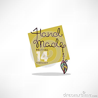 Handmade Art Festival, hand drawn doodle logo, label, emblem Vector Illustration