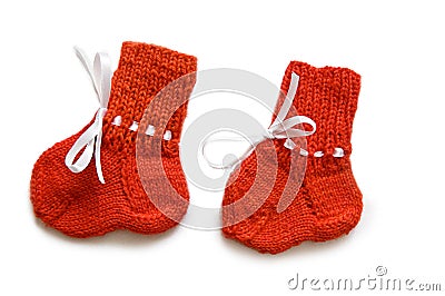 Handmade baby socks Stock Photo