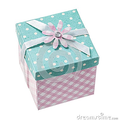 Handmade boxed present isolated on white Stock Photo