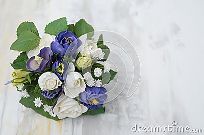 Handmade Brooch Bouquet / Fabric Wedding Bouquet / Silk flower s Stock Photo