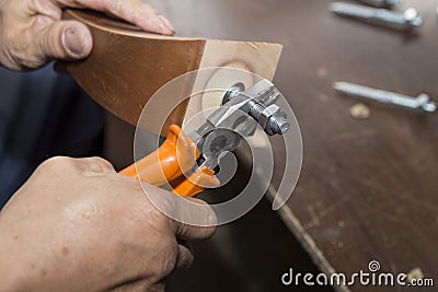 Handmade business at small furniture factory. Stock Photo