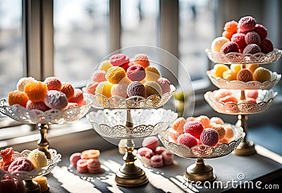 Handmade candies in doilies Stock Photo