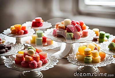 Handmade candies in doilies Stock Photo