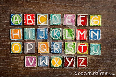 Handmade ceramic alphabet Stock Photo