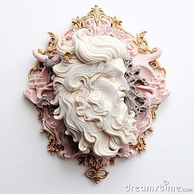 Cameo Sculpture: Ornate Design Inspired By Baron In Rococo Pastel Hues Stock Photo