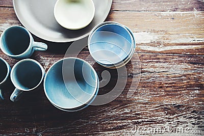 Handmade ceramic dishes Stock Photo
