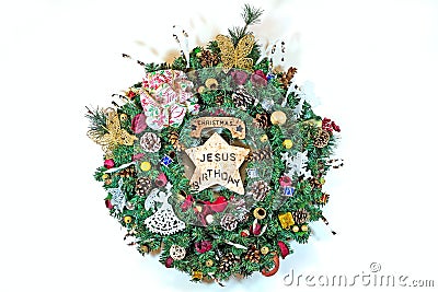 Handmade Christmas Wreath Stock Photo