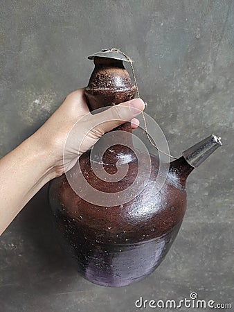 Handmade clay water jar Stock Photo