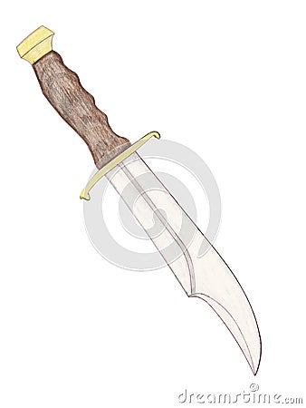 Hand painted drawing of contemporary fixed blade hunting knives with color pencils Stock Photo
