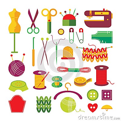 Handmade Colorful Icons Set Vector Illustration