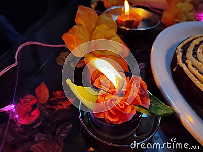 Handmade Colourfully Candle Stock Photo