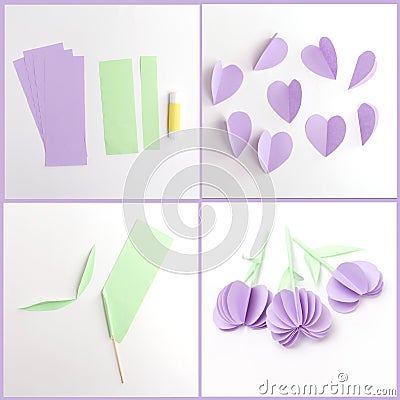 handmade craft for kids, paper flowers Stock Photo