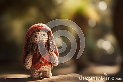 Handmade crocheted doll amigurumi. Generate ai Stock Photo