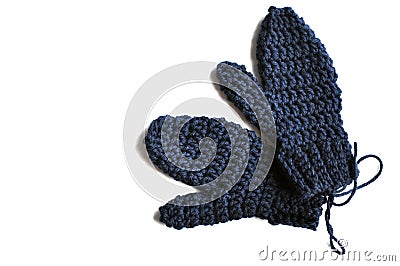 Handmade Crocheted Pair of Mittens Stock Photo