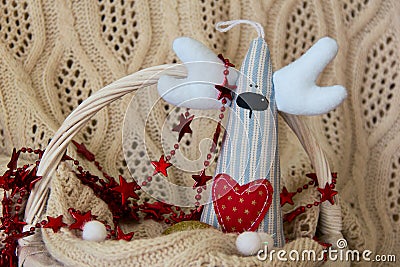 Handmade deer for Christmas or Valentine day. photo Stock Photo